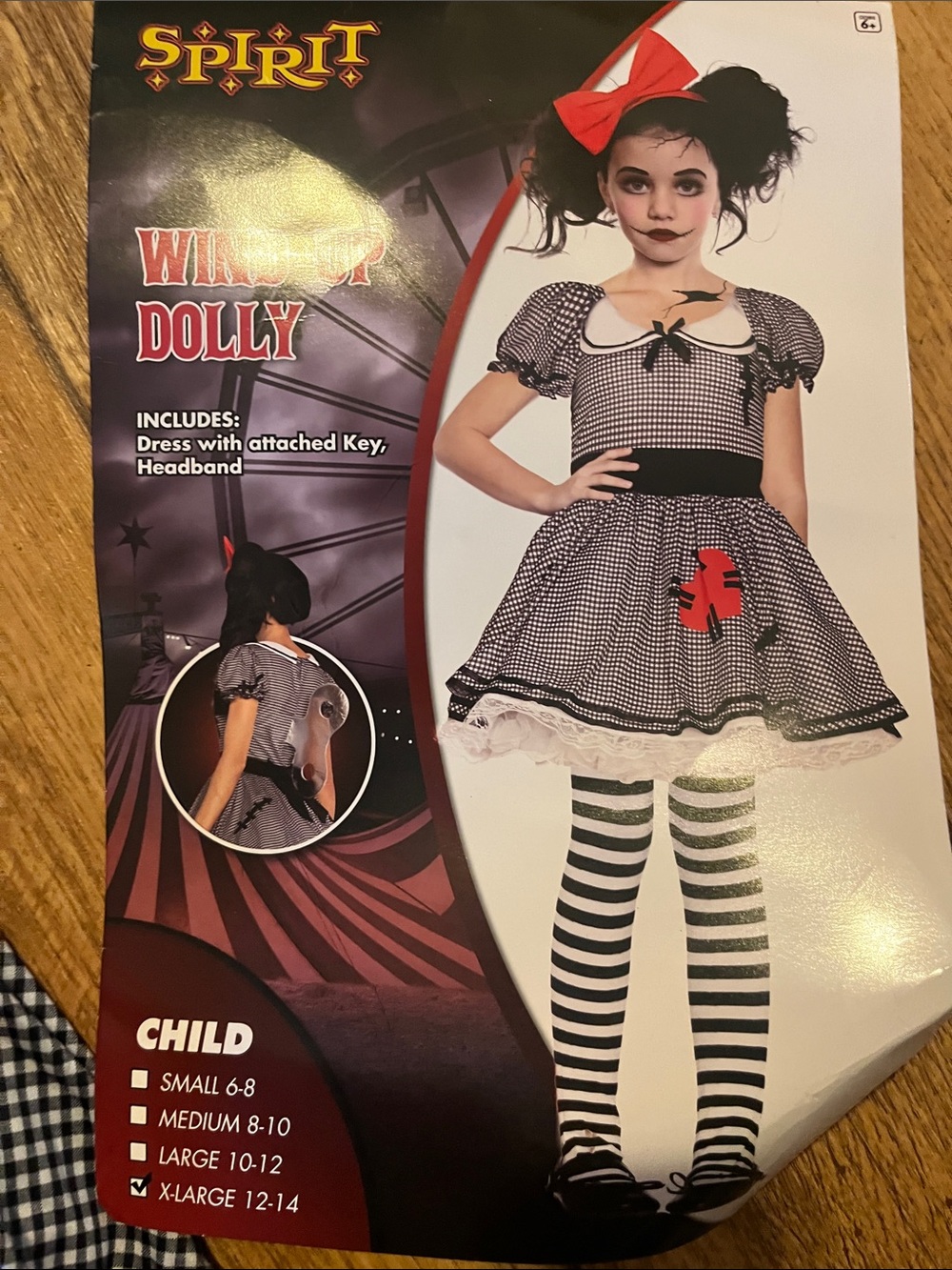 Wind up doll Halloween costume size xl or 12-14